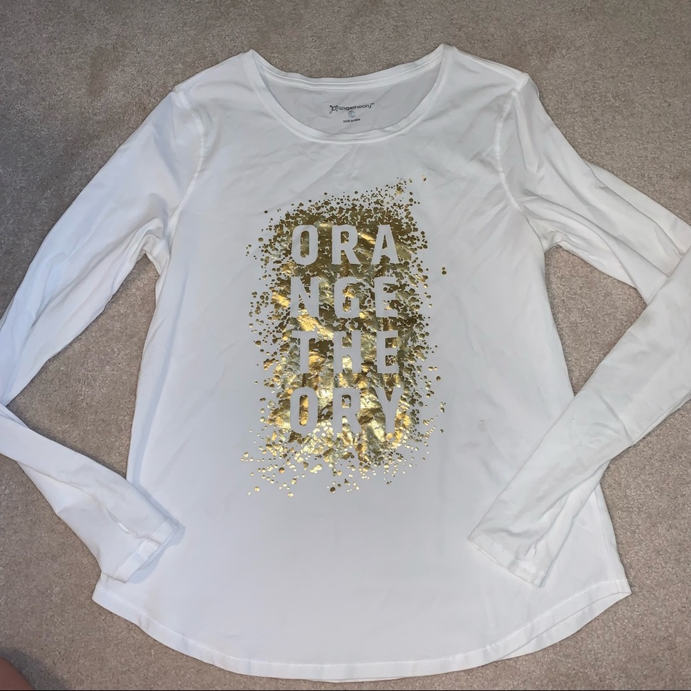 Orangetheory Long Sleeve Shirt White Gold Size Large